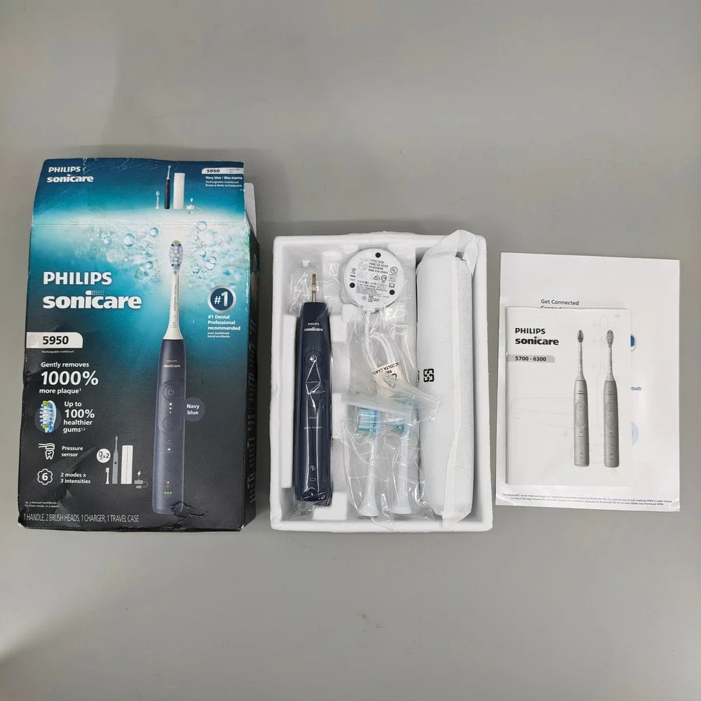 Philips Sonicare 5950 Rechargeable Toothbrush Navy Blue HX7133 Open Box New